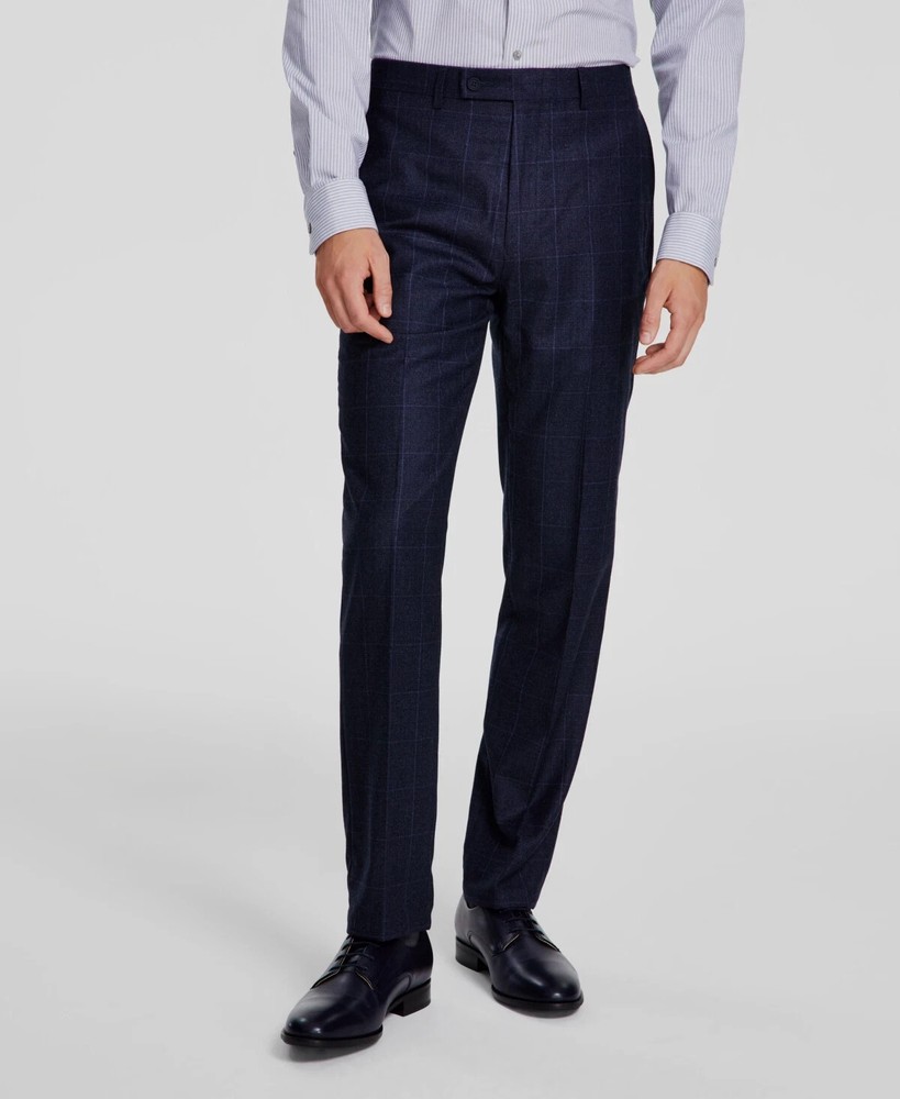 Calvin Klein Men's Blue Slim-Fit Wool Blend Stretch Suit Pants,  32X 32