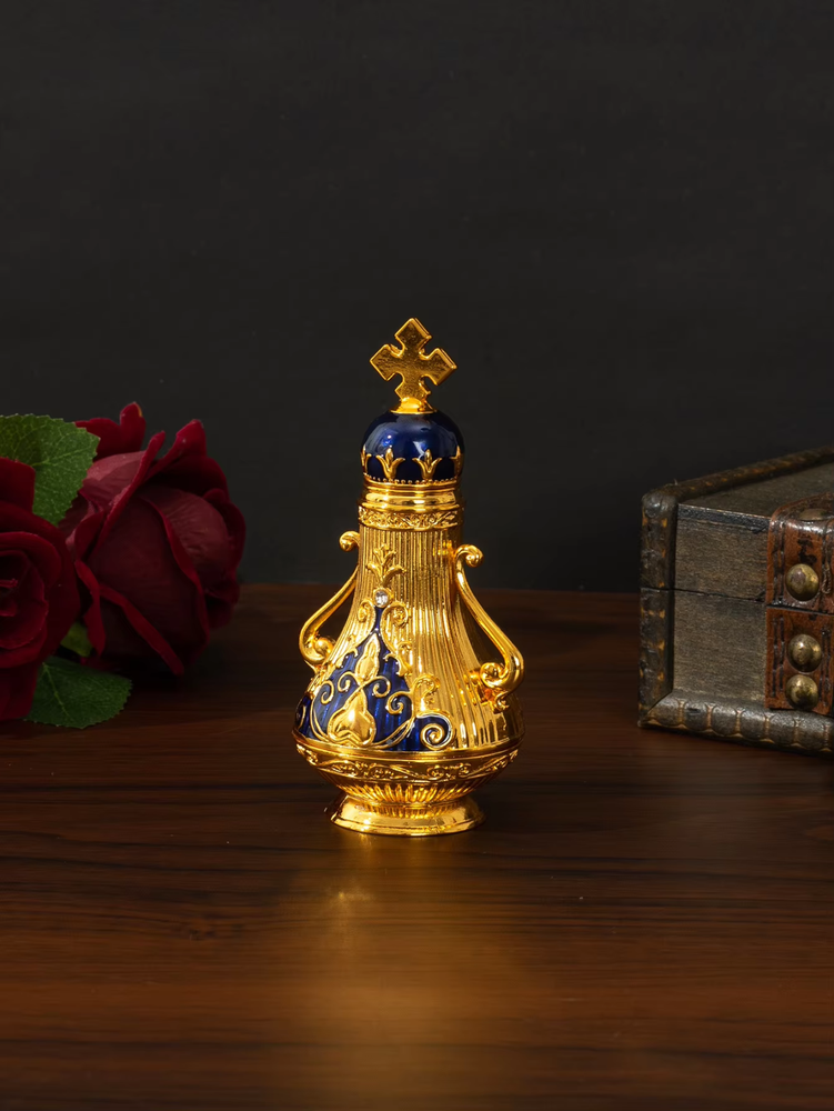 Middle Eastern cross Dubai style glass perfume bottle beautifully decorated Duba