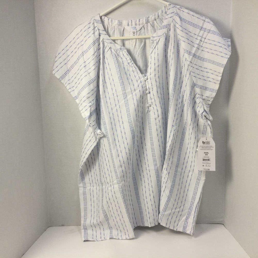 Time and Tru womens white and blue striped blouse in size 22 XXXL