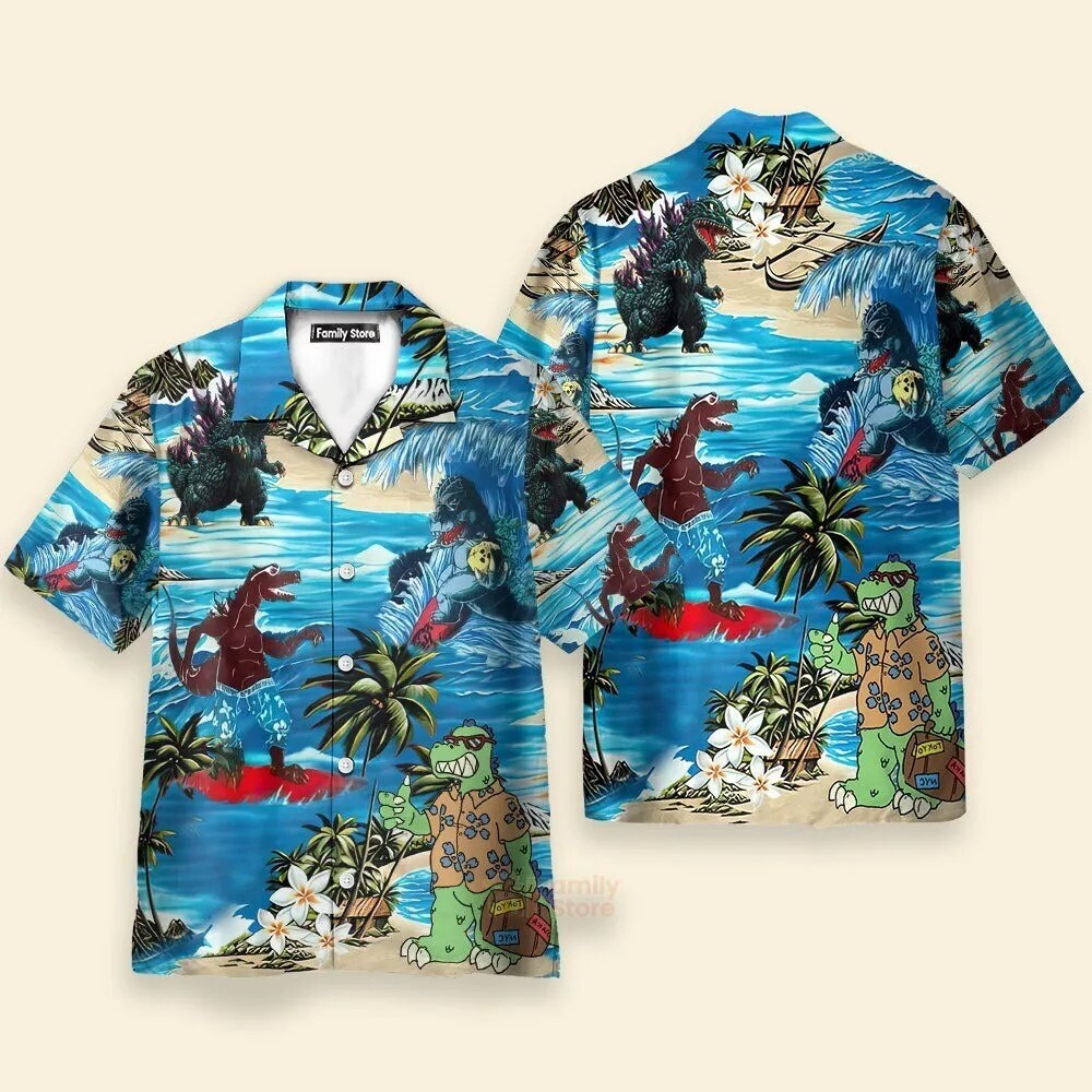 Godzilla Hawaiian Shirt Summer Beach Vacation Gift for Fans