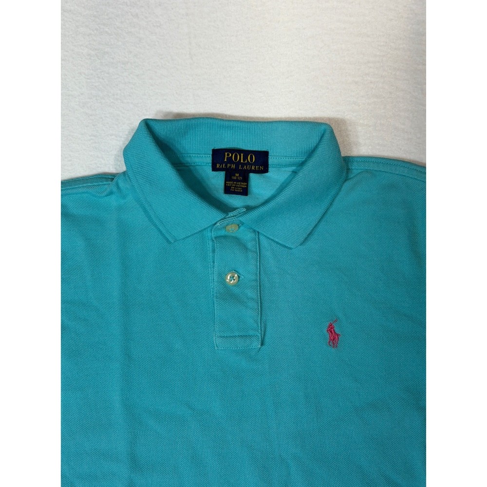 Polo Ralph Lauren Kids Turquoise Polo Shirt Embroidered Pony Logo Size M 10-12