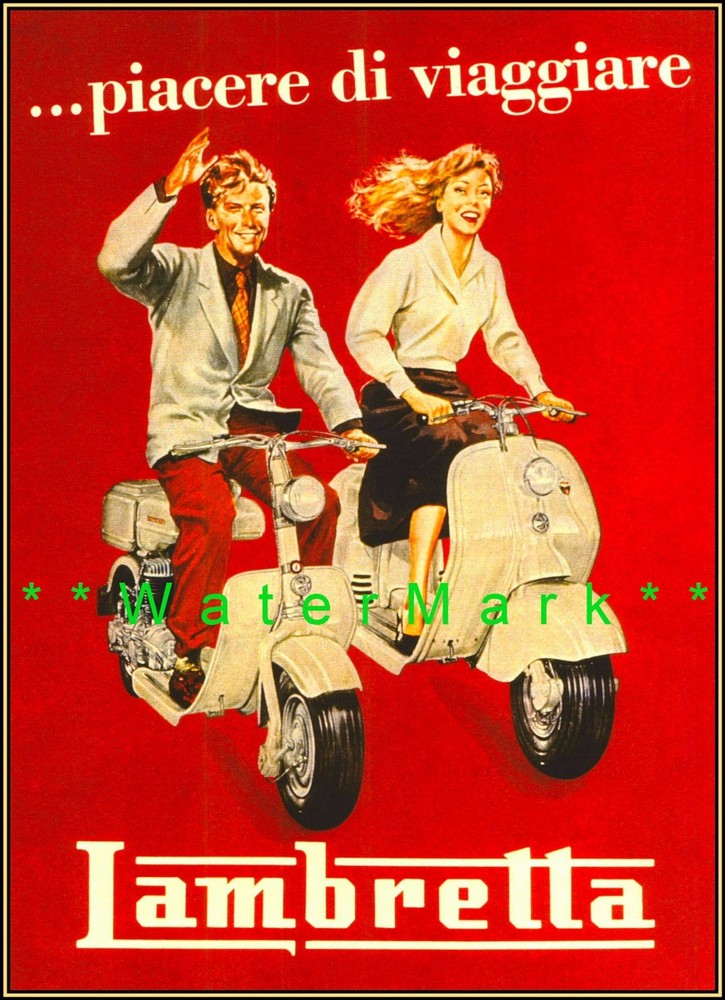 1954 Lambretta Scooter Vintage Italian Classic Poster Print Ad