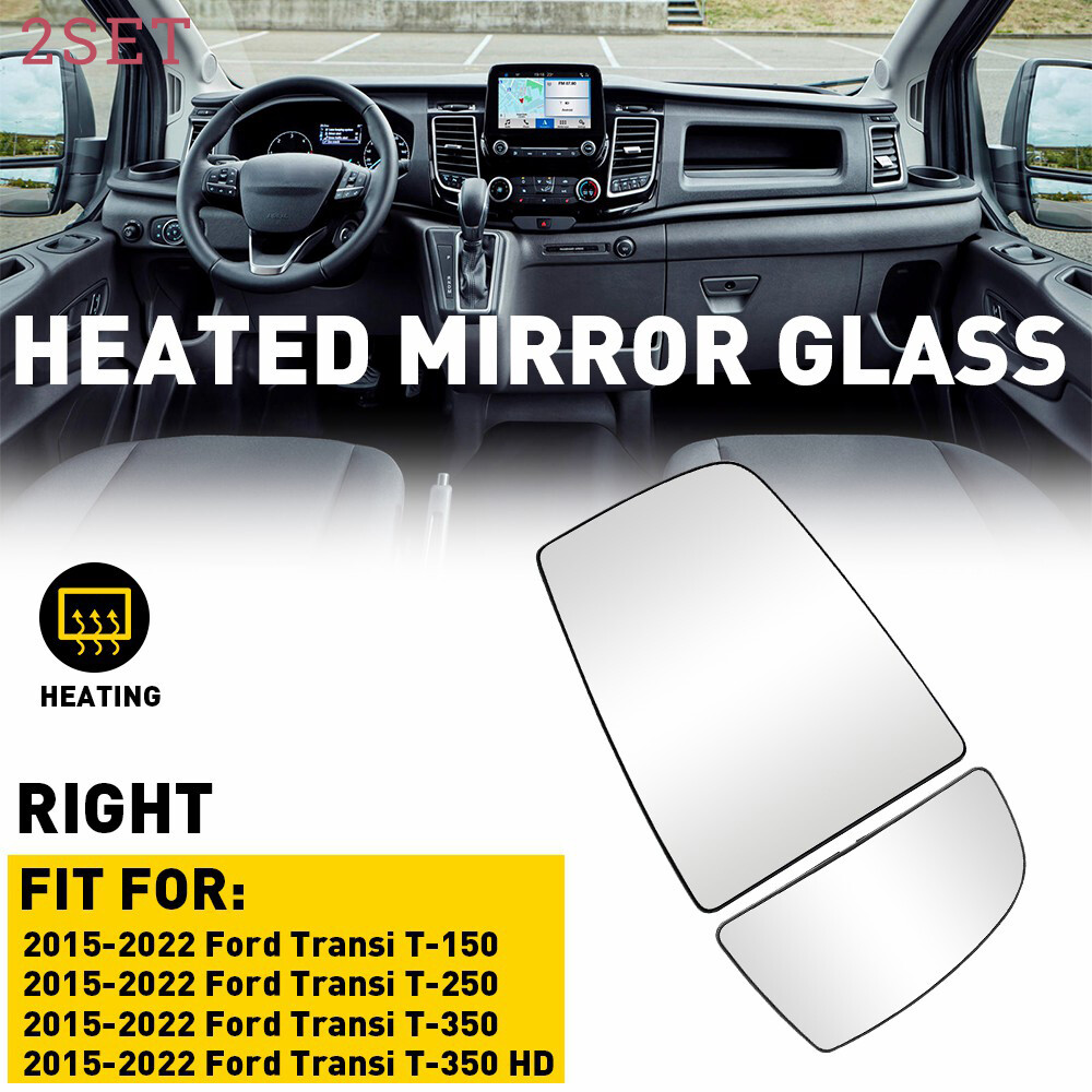 Heated Mirror Glass Upper & Lower Right for Ford Transit 2015-2022 - 4pc Set