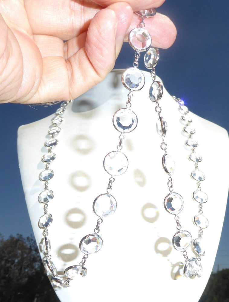 VINTAGE SILVER TONE large Clear Signed SWAROVSKI CRYSTAL NECKLACE 36