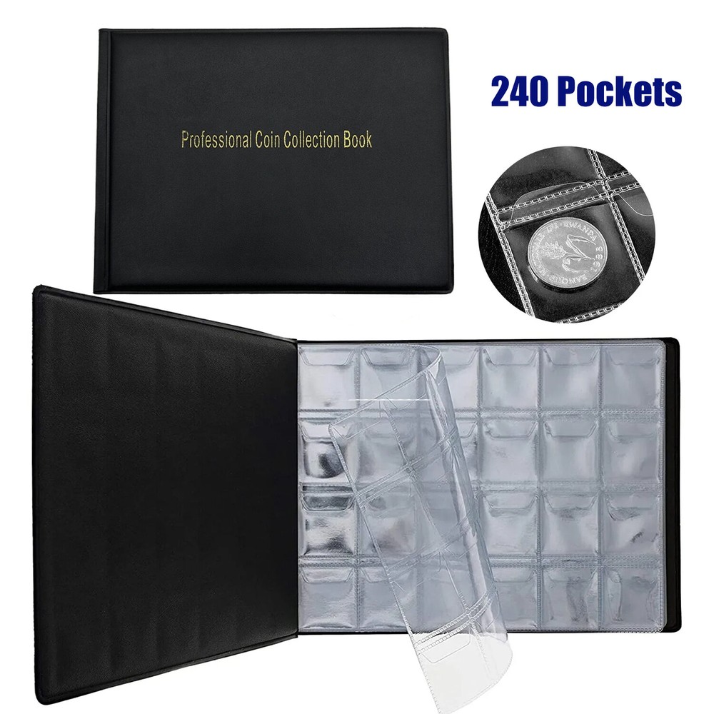 240 Pocket Coin Storage Book Collection Album Folder Money Holder Organizer 8x6