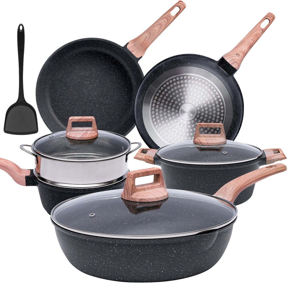NEW SUGIFT Nonstick Pots and Pans Set,10 Pcs Induction Kitchen Cookware Sets