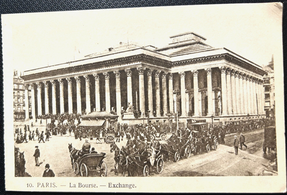Antique postcard: La Bourse (Exchange), Paris, pre-1907, v good cond, unposted