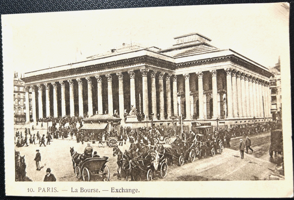 Antique postcard: La Bourse (Exchange), Paris, pre-1907, v good cond, unposted