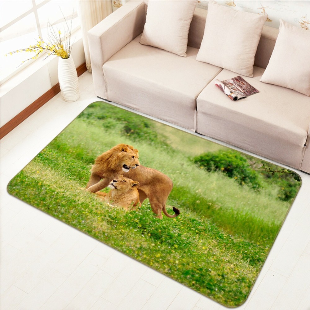 3D Prairie Lion Couple O841 Animal Non Slip Rug Mat Elegant Photo Carpet Fay