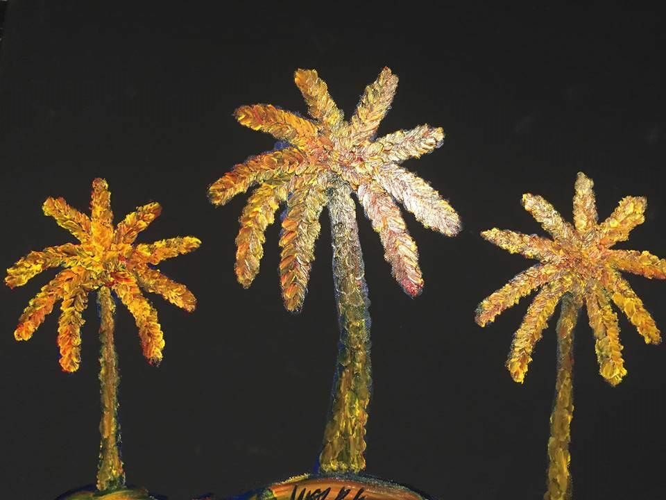 Vibrant Finger Painted Abstract Palm Tree Art by MKinnamanArt  -image