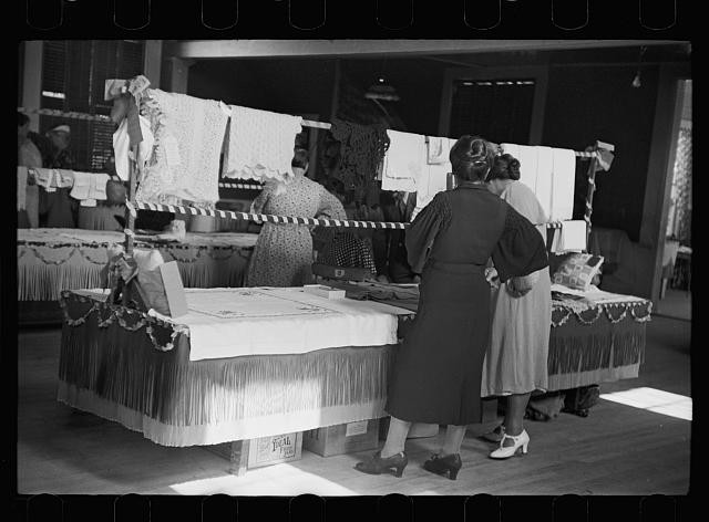 Photo:Albany Vermont 1936 Fair Parade Display Women at Exhibit Booth