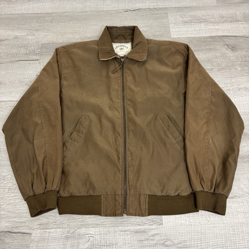 Aberdeen Solid Brown Lightweight Bomber Zip Up Jacket Mens Small