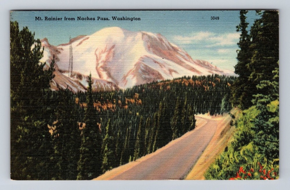 Naches Pass WA-Washington, Mt Rainier, Vintage c1951card