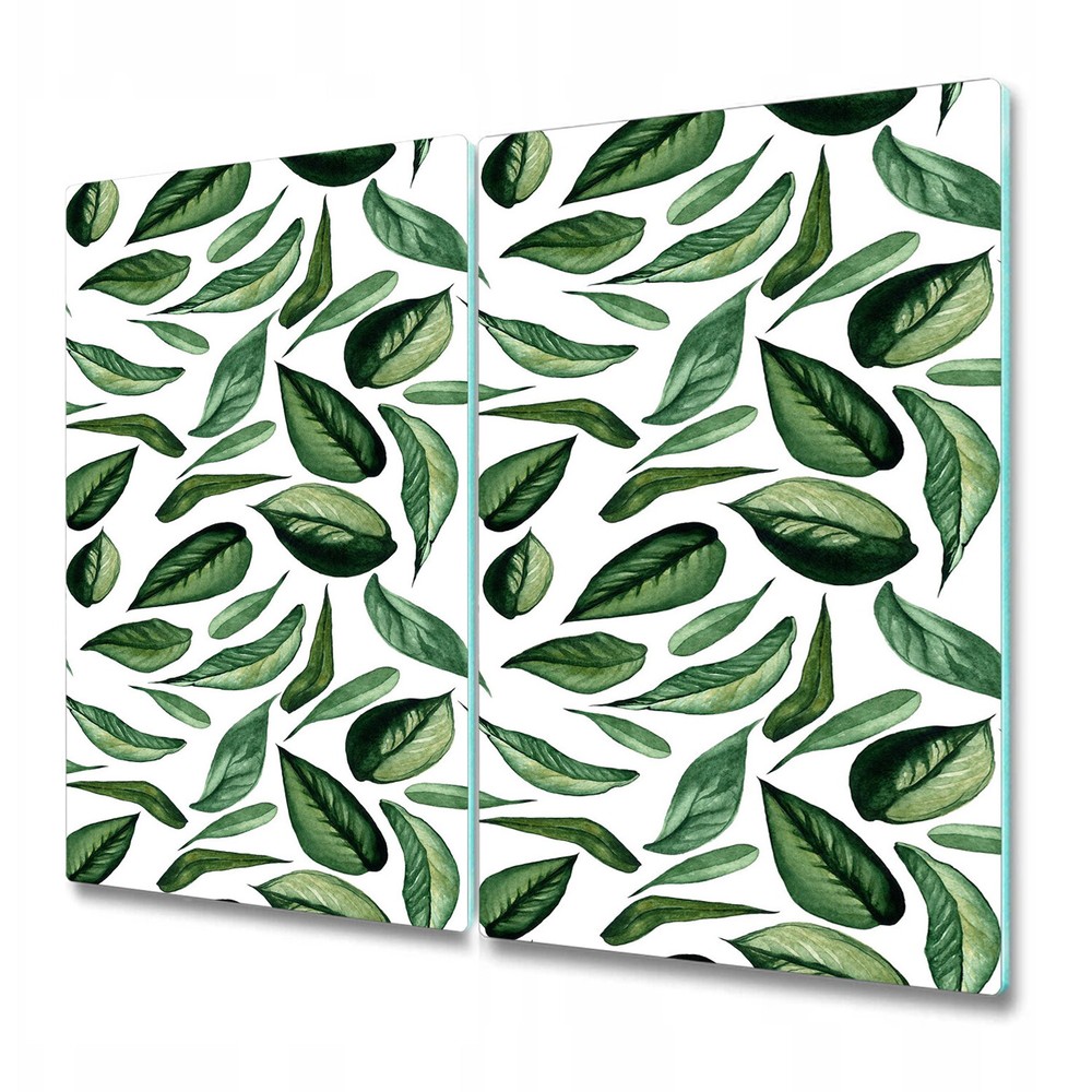 Glass Chopping Cutting Board Green Leaves Painted leaves from the garden 2x30x52
