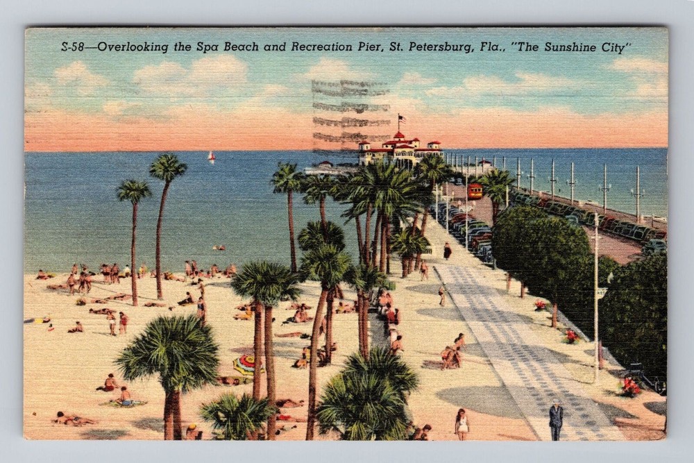 Florida FL St Petersburg Overlook Spa Beach And Recreation Pier Vintage Postcard