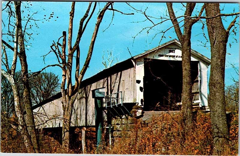 Postcard BRIDGE SCENE Mansfield Indiana IN m/09 AK1438