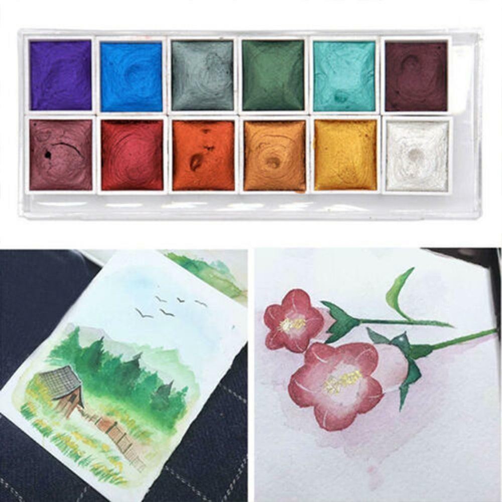 12Colors Glitter Art Supplies For Artist Watercolor New Paint Set U9F7 λ^
