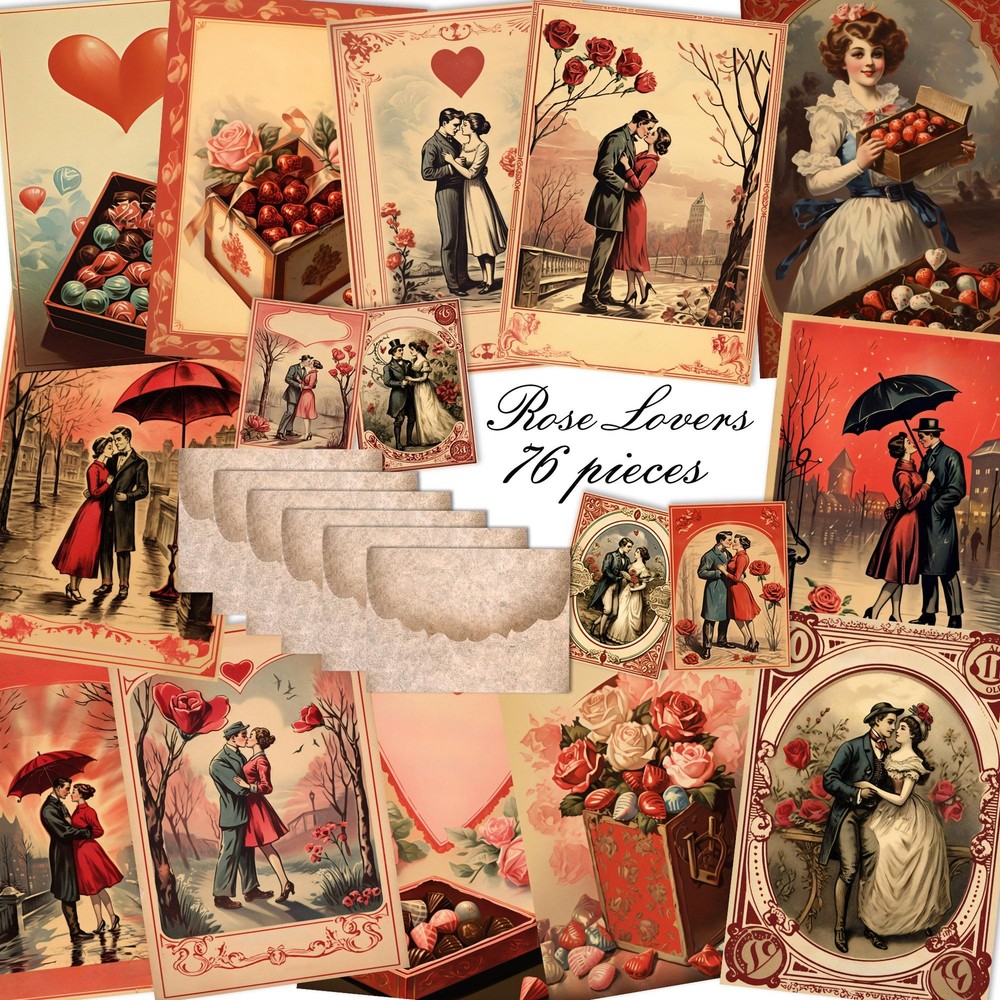 Jaiiman 76-Piece Valentine's Day Postcard Kit with Stickers & 8 Envelopes