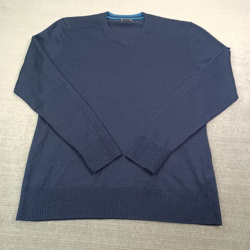 Smartwool Sweater Men Medium Blue Sparwood V Neck Wool Blend Lightweight Stretch