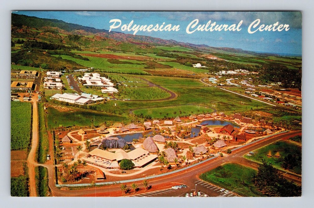 Laie Oahu HI-Hawaii, Aerial Polynesian Center & Church College, Vintage Postcard