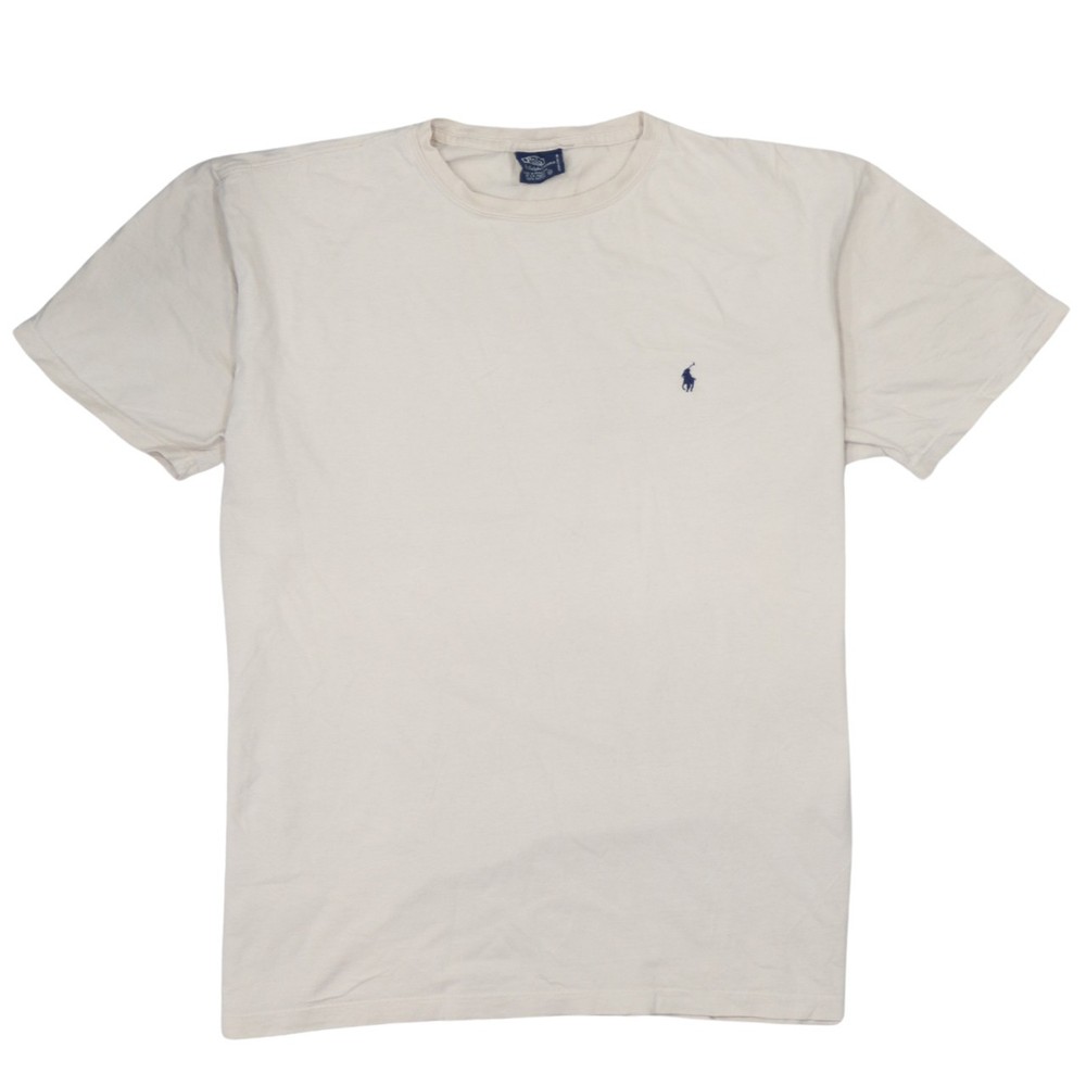 Polo Ralph Lauren Mens T Shirt Beige Cotton Embroidered Pony Logo Classic M