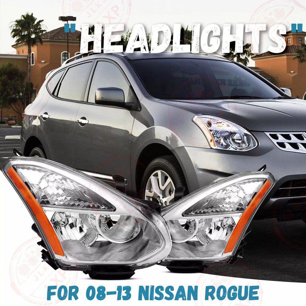Pair Headlights Assembly For 2008-2013 Nissan Rogue 2014-2015 Select Headlamps