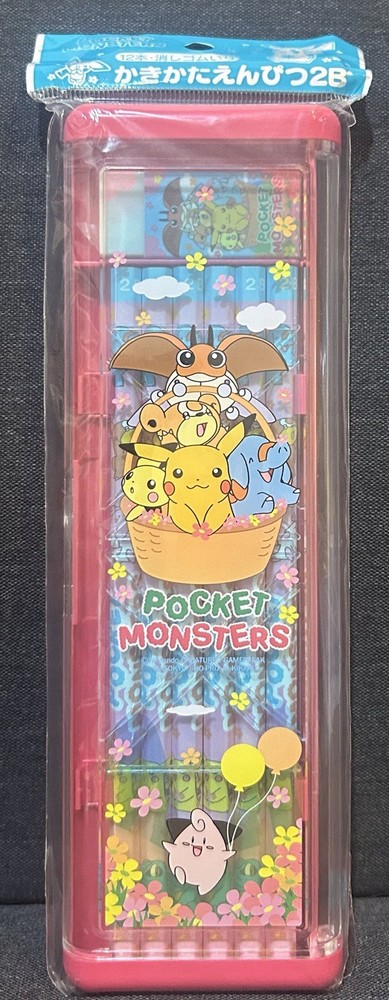 Pokemon Pencil Case Sealed With Pencils And Eraser Showa Note Vintage Very Rare