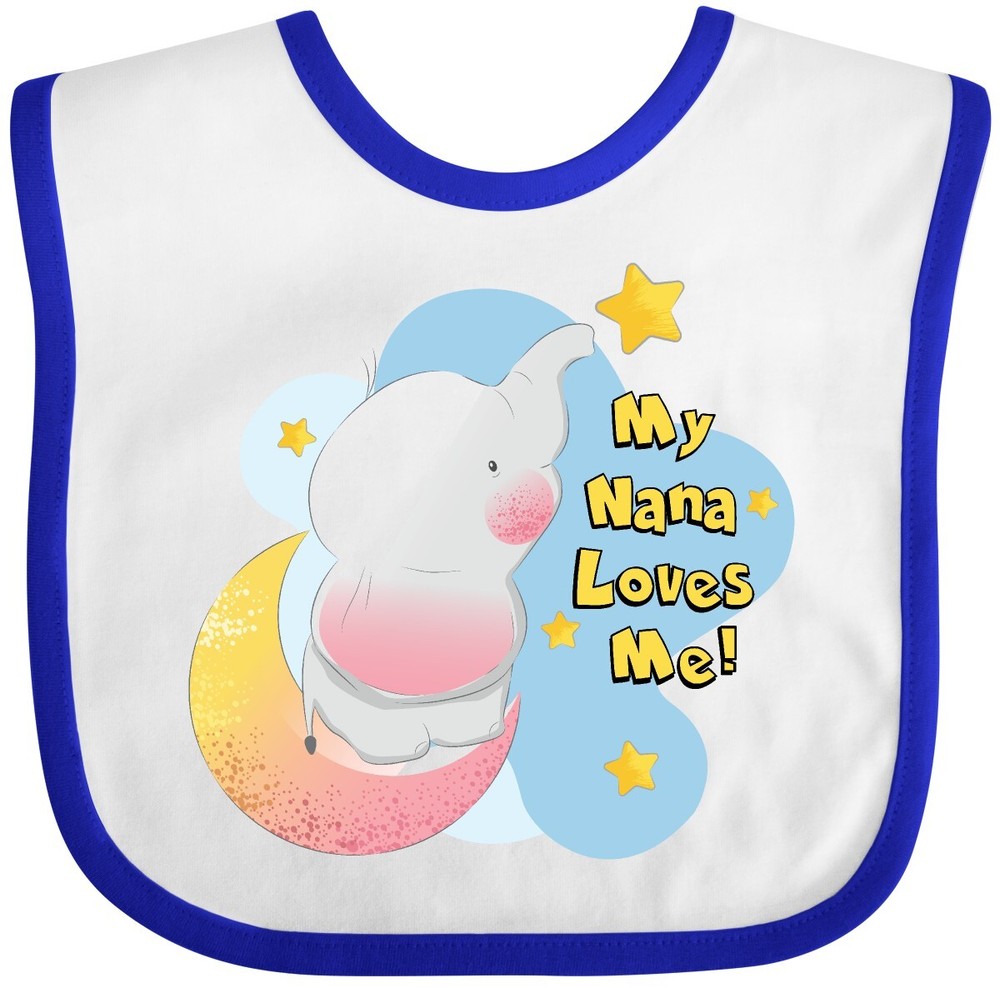 Inktastic My Nana Loves Me Baby Bib Elephant Cute Grandmother Grandchild Gift