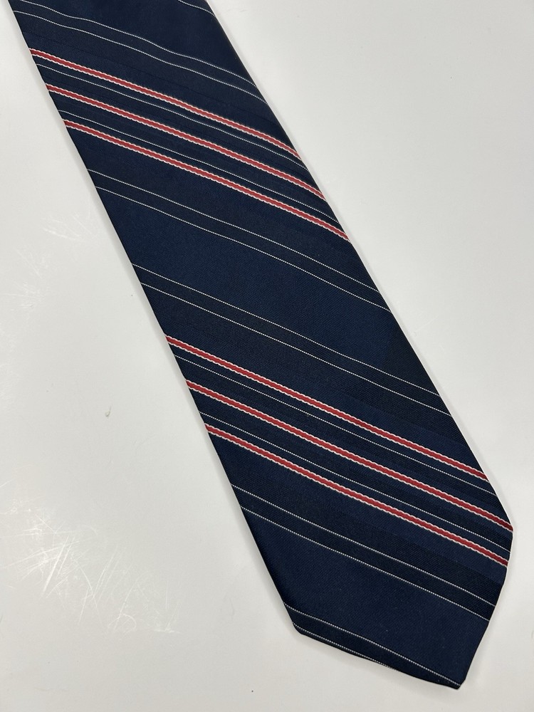 Men's Striped Navy Red White Tie Classic Formal Necktie Accessory