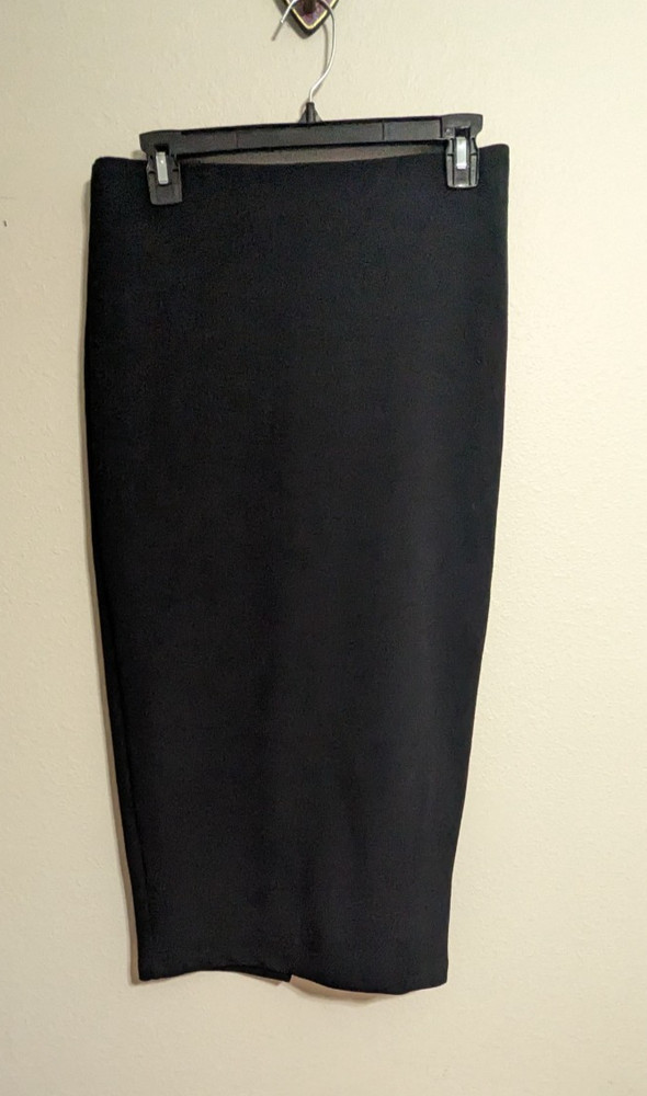 Zara Knit Ribbed Pencil Midi Skirt Size Medium Black NWT