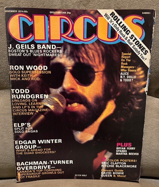 CIRCUS magazine  Nov 1974  - J. GEILS Band  RON WOOD  TODD RUNDGREN  w/ poster