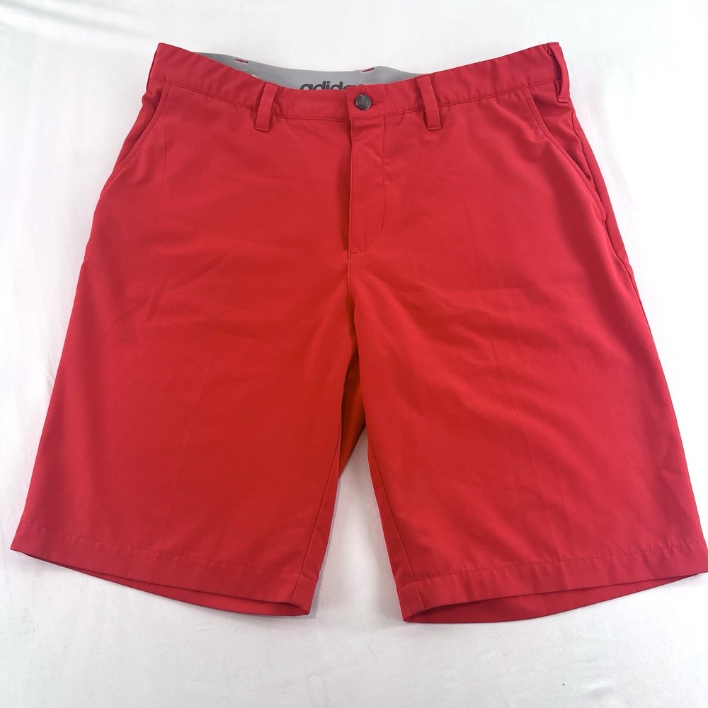 Adidas Golf Shorts Mens 34 Red Climalite Stretch Flat Front