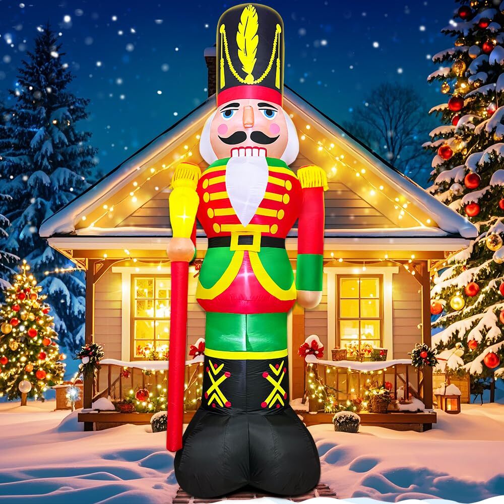 12FT Giant Christmas Inflatables Nutcracker Decoration Outdoor Soldier Blow U...