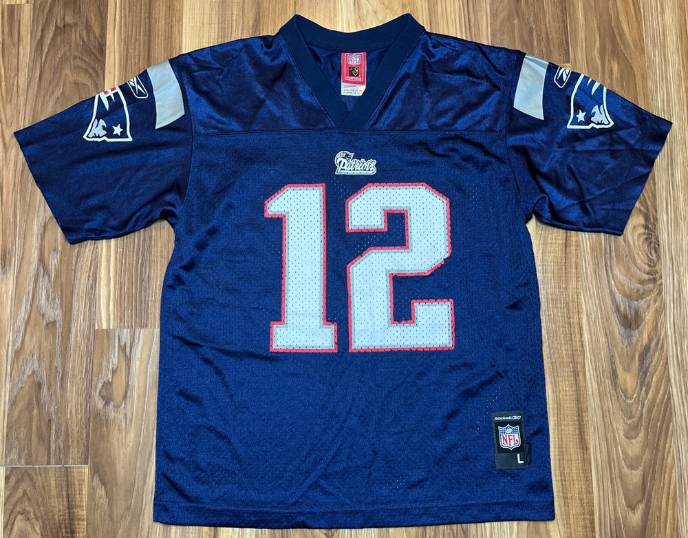 Vintage New England Patriots Tom Brady #12 NFL Reebok Home Jersey Youth Size L