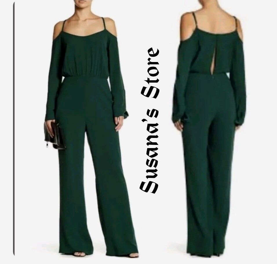 New Bcbg Maxazria Size L Jordane Cold-Shoulder Wide Leg Jumpsuit