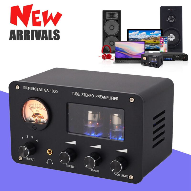 HiFi Vacuum Preamp Tube Stereo 4-way Audio Switcher Box Desktop Headphone Amp