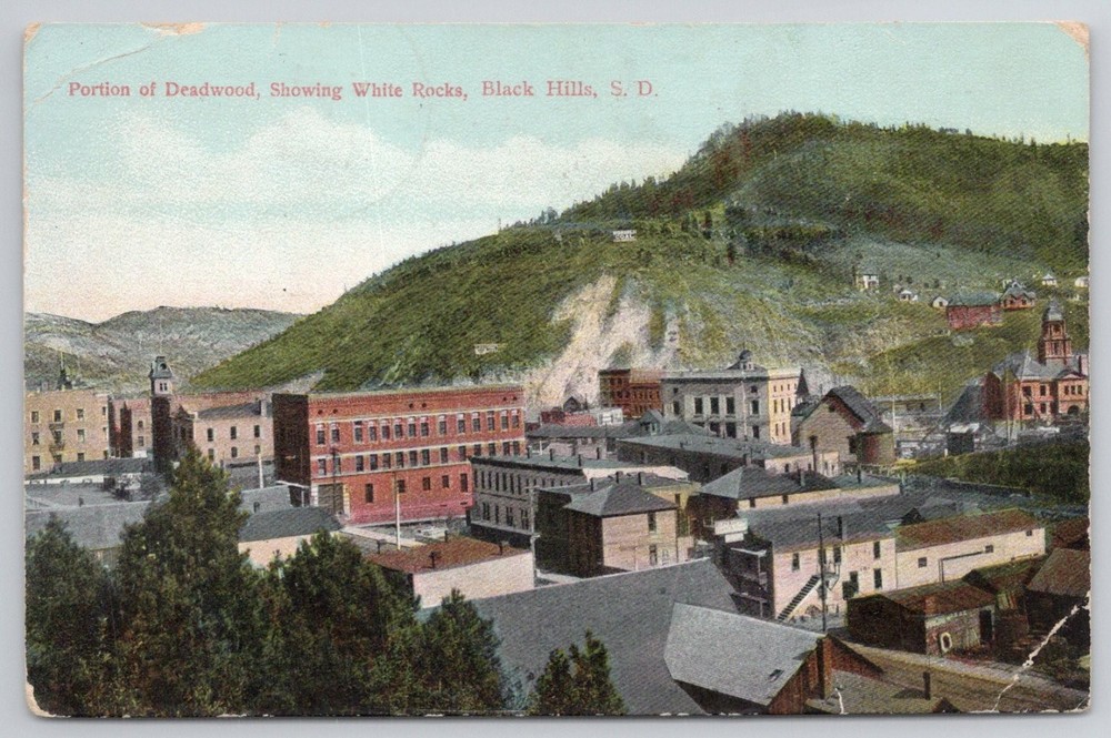 Deadwood SD White Rocks Black Hills 1909 Postcard W. B. Perkins