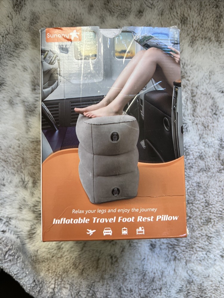 Inflatable Foot Rest Pillow for airplane flights car Travel,Height Adjustable