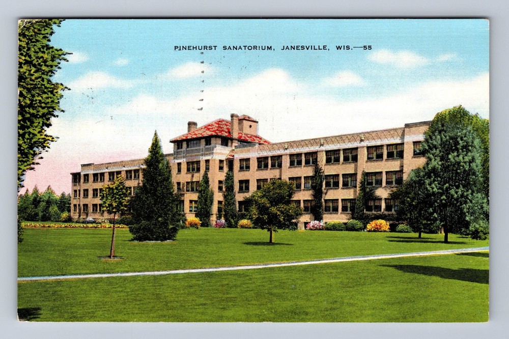 Janesville WI-Wisconsin Pinehurst Sanatorium Vintage c1945 Postcard