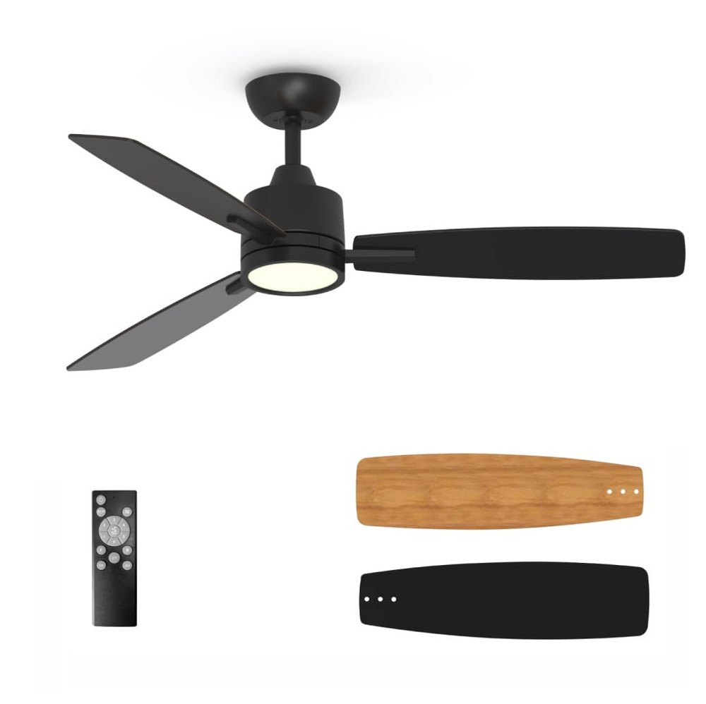 52 Inch LED Low Profile Ceiling Fan with Remote Control and Flush Mount Light