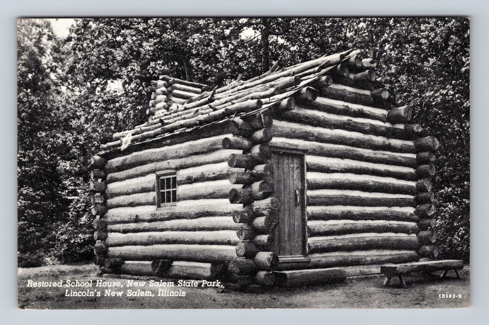 Petersburg IL-Illinois, New Salem State Park School, Church, Vintage Postcard