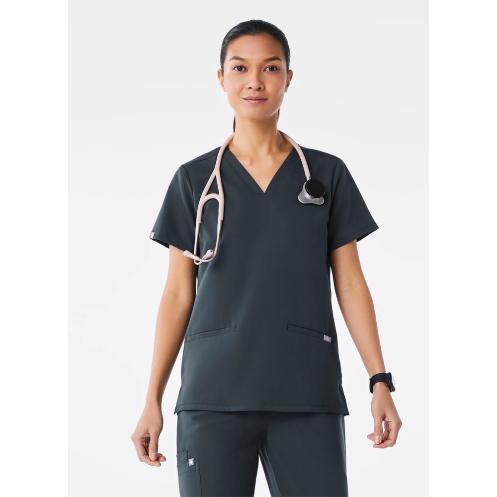 Women's Dark Harbour Figs Casma 3-Pocket Short Sleeve Scrub Top Size M