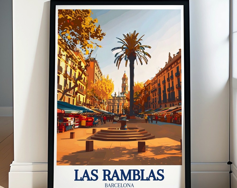 Las Ramblas Wall Art La Rambla De Canaletes Art Captivating Catalonia Poster