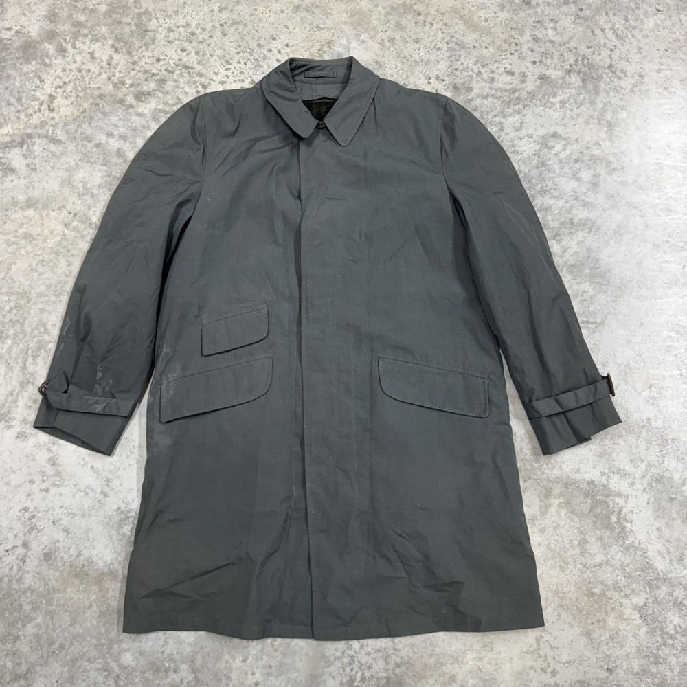 Vintage Cricketeer Coat Mens Medium Gray Rain Trench Weathercoat Lined 60s 70s