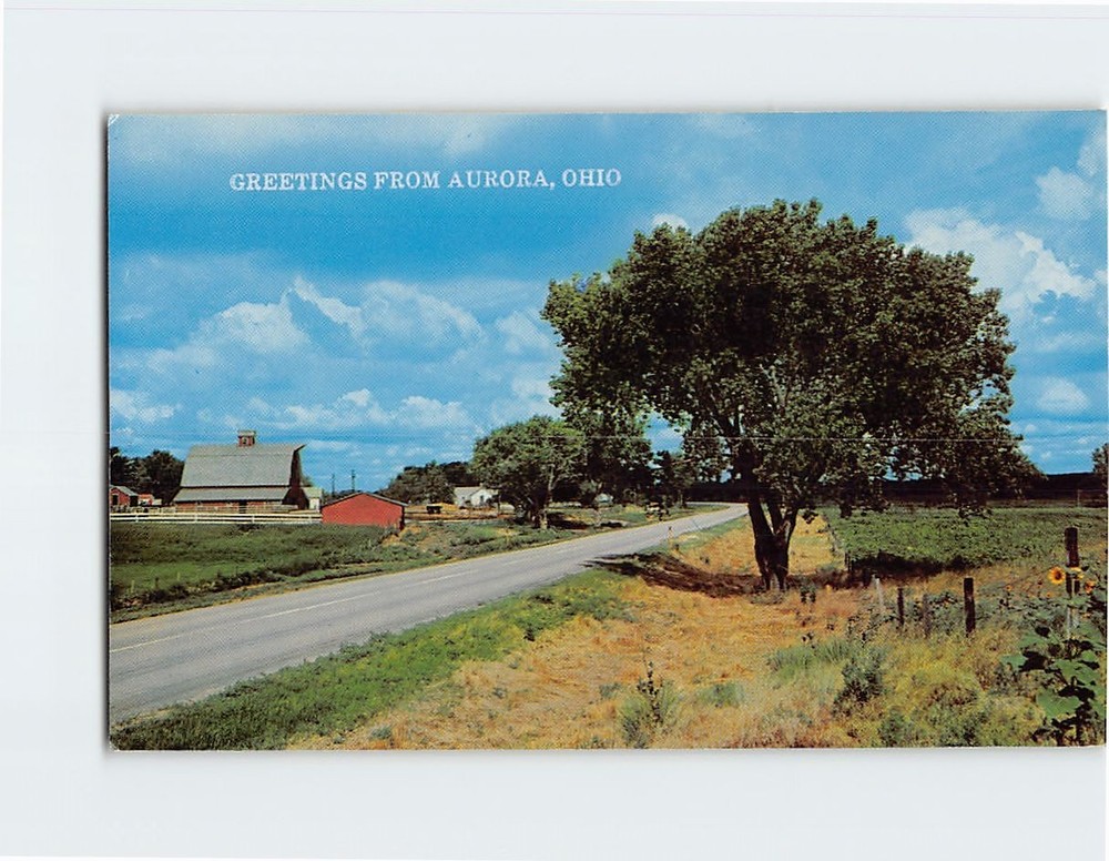 Postcard Countryside Scene Greetings from Aurora Ohio USA