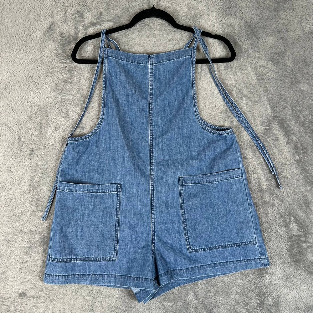 Vanilla Star Women’s Overall Denim Shorts Tie Closure Size M
