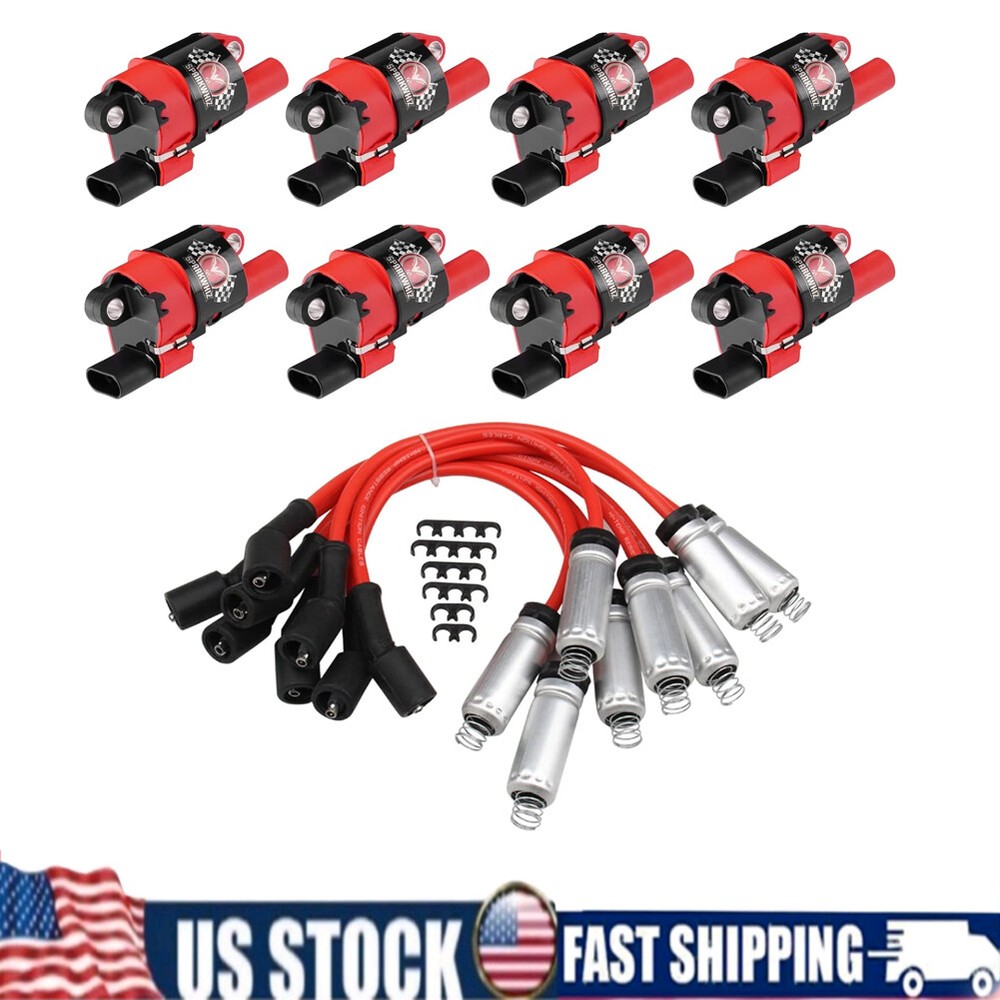 8Pack Ignition Coil and Spark Plug Wire For GMC Chevy Silverado 1500 Tahoe 5.3L
