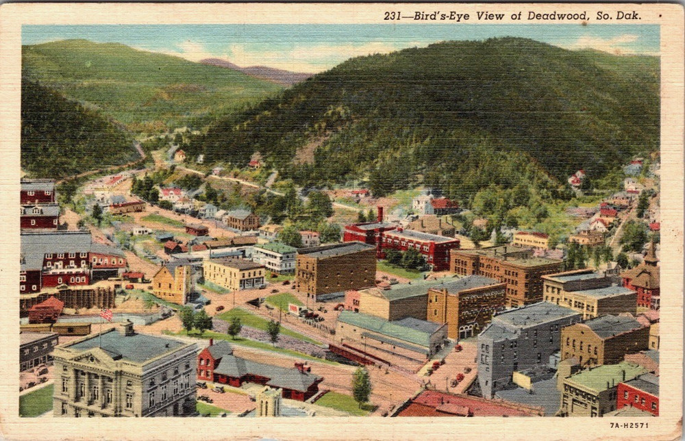 Deadwood SD-South Dakota, Birds Eye View of Deadwood, Vintage Postcard