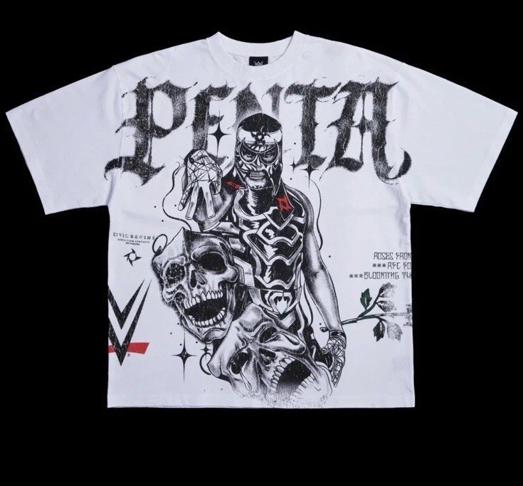 Civil Regime Penta Heritage 199X Oversized WWE Graphic Cotton Men's Tee White L