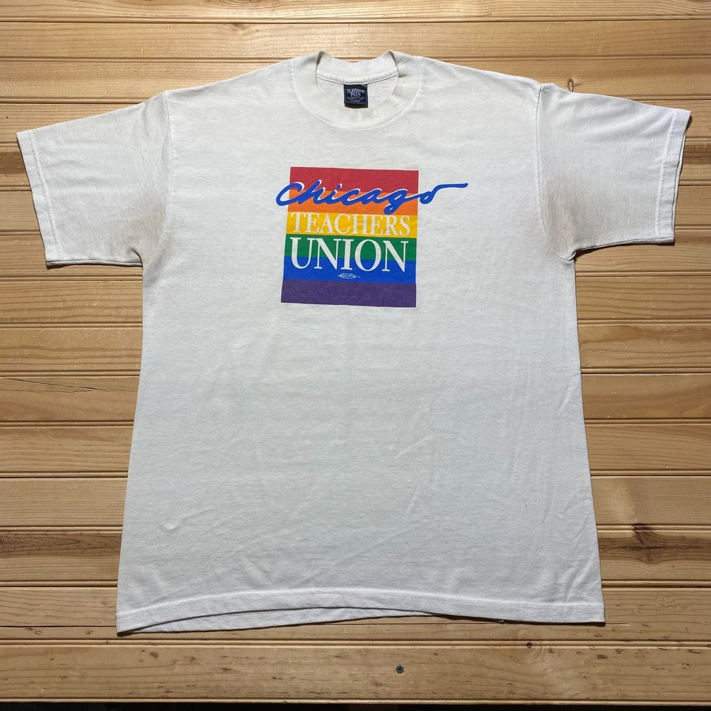 Vintage 90s Chicago Teachers Union Rainbow Pride Souvenir Shirt USA - Size Large